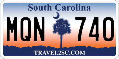 SC license plate MQN740