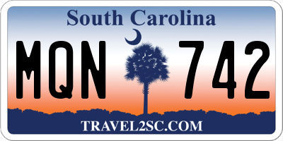 SC license plate MQN742