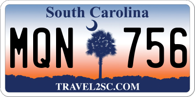 SC license plate MQN756