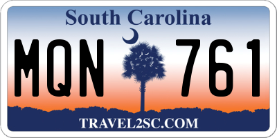 SC license plate MQN761