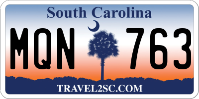SC license plate MQN763