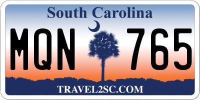 SC license plate MQN765