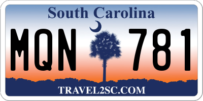 SC license plate MQN781