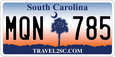 SC license plate MQN785