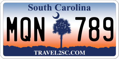 SC license plate MQN789