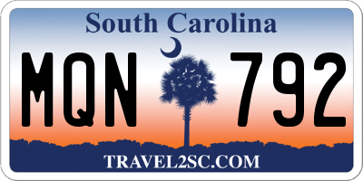 SC license plate MQN792