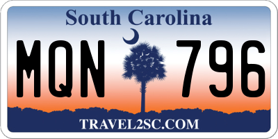 SC license plate MQN796