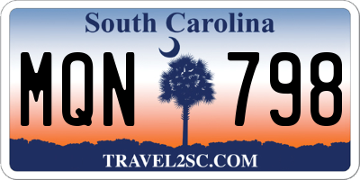 SC license plate MQN798