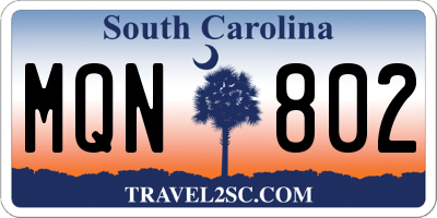 SC license plate MQN802