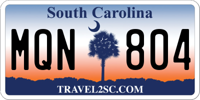 SC license plate MQN804