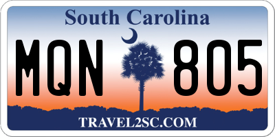 SC license plate MQN805