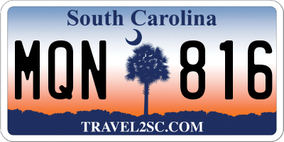 SC license plate MQN816