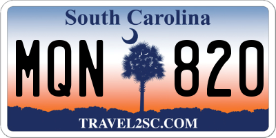 SC license plate MQN820
