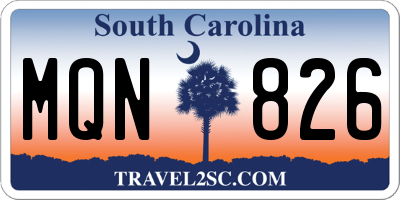 SC license plate MQN826