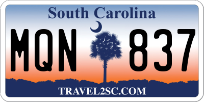 SC license plate MQN837