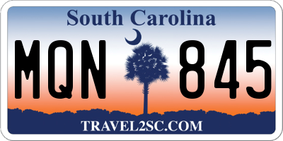 SC license plate MQN845
