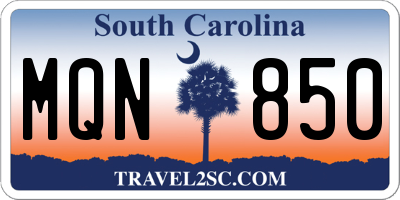 SC license plate MQN850
