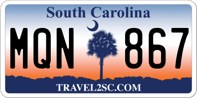 SC license plate MQN867