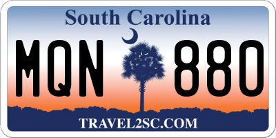 SC license plate MQN880