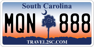 SC license plate MQN888
