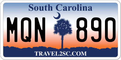 SC license plate MQN890