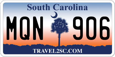SC license plate MQN906