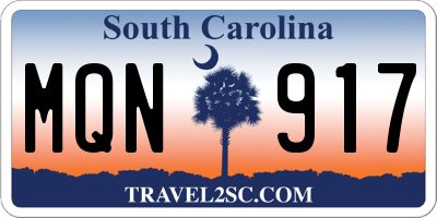 SC license plate MQN917