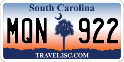 SC license plate MQN922