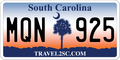 SC license plate MQN925