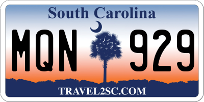 SC license plate MQN929