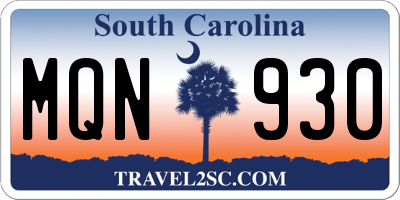 SC license plate MQN930