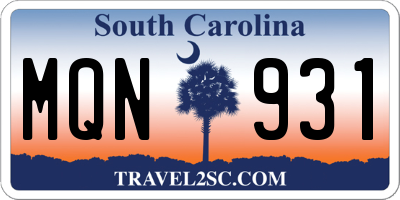 SC license plate MQN931