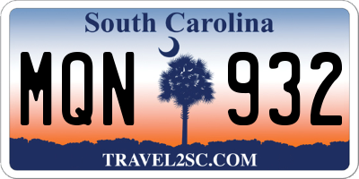 SC license plate MQN932