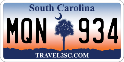 SC license plate MQN934
