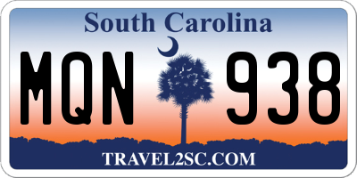 SC license plate MQN938