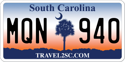 SC license plate MQN940