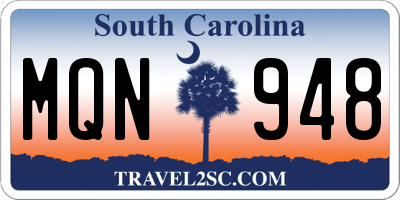 SC license plate MQN948
