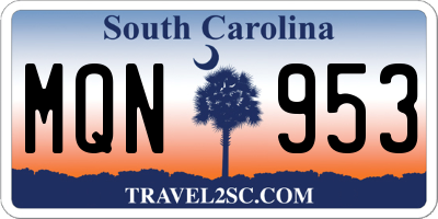 SC license plate MQN953