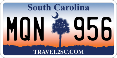 SC license plate MQN956
