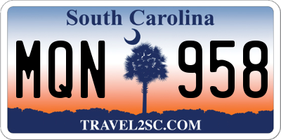 SC license plate MQN958