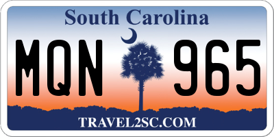 SC license plate MQN965