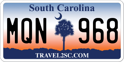 SC license plate MQN968