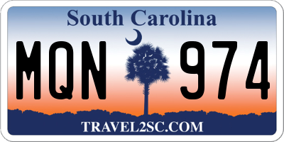 SC license plate MQN974