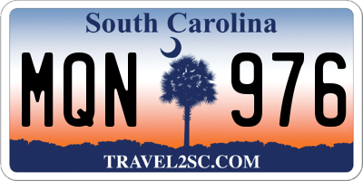 SC license plate MQN976