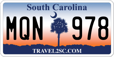 SC license plate MQN978