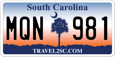 SC license plate MQN981