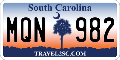 SC license plate MQN982
