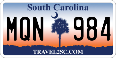 SC license plate MQN984