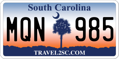 SC license plate MQN985