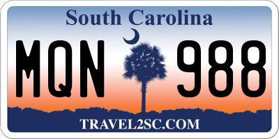 SC license plate MQN988